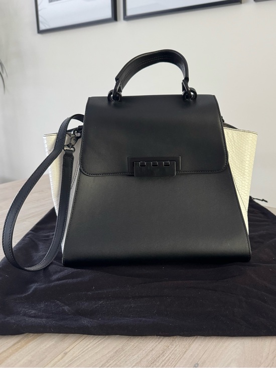 Handbags - Zac Posen Black and White Structured Top-Handle Women's Bag